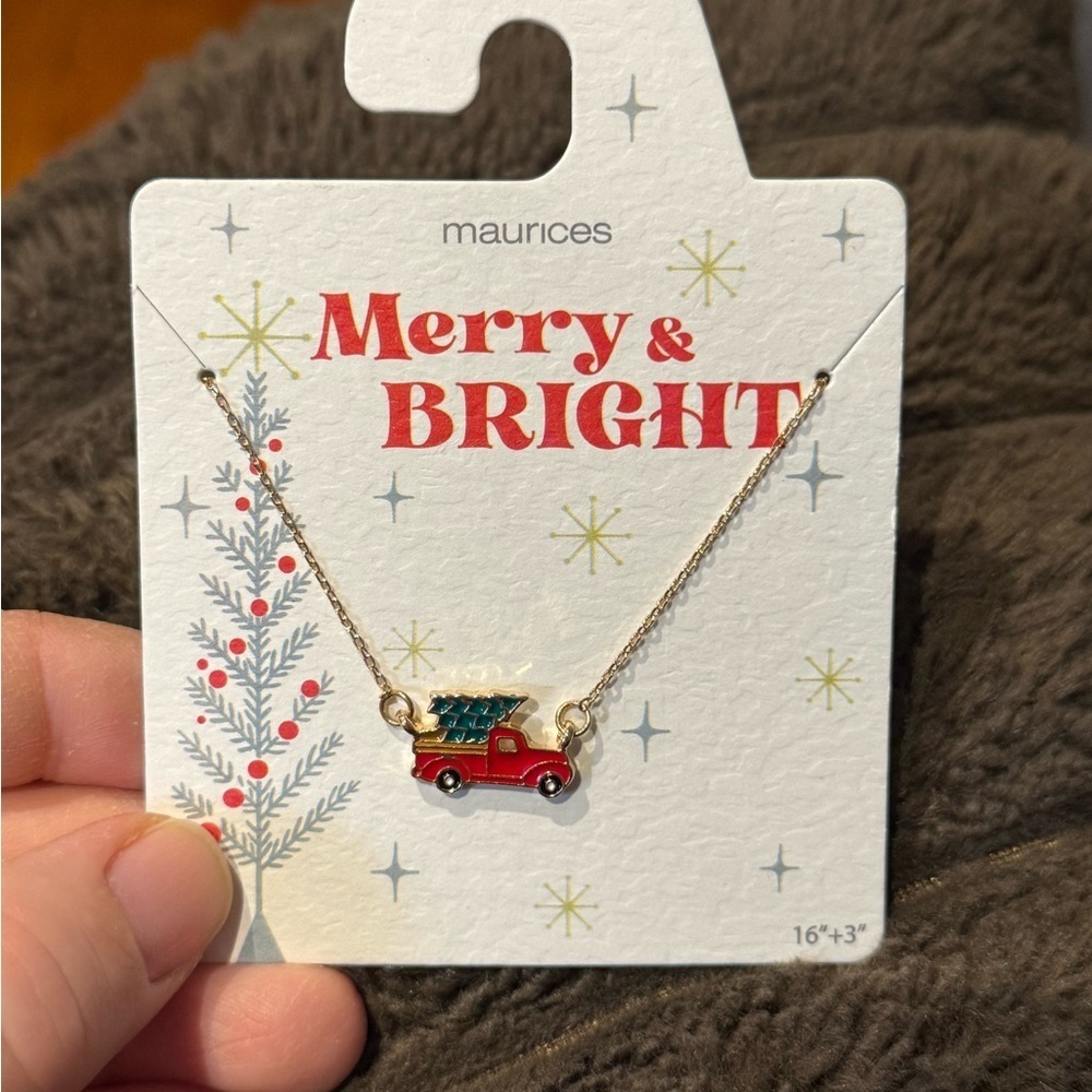 Maurices Red Trucks Gold Chain Necklace